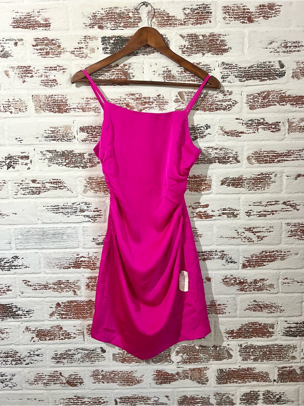 NWT Glam Hot Pink Magenta Ruched Mini Dress Homecoming Party Cocktail S